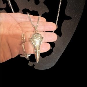 Raven Skull Pendant Necklace